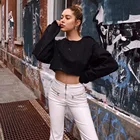 Womens Women 8 Colors Womens Winter Sweatshirt Custom Long Sleeve Crop Sweatshirt Women Oversized