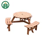 6 Seat Outdoor Garden Beach Round Wooden Picnic Table