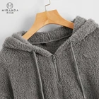 Fleece Hoodie Pattern Hoodie Wholesale Custom Casual Drop Shoulder Drawstring Crop Fleece Hoodie