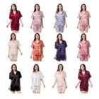 Women Sleepwear Sleepwear Woman High Quality Solid Color Silky Satin Short Pajamas Set Women Sleepwear
