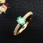 Engagement Rings Popular Hot Sale Best Price 14K Yellow Gold With Oval Cut Emerald Halo Moissanite Engagement Rings