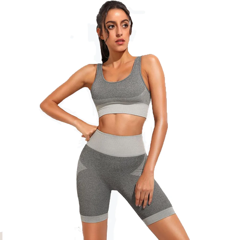 Fashion Yoga Shorts Set Women Seamless 