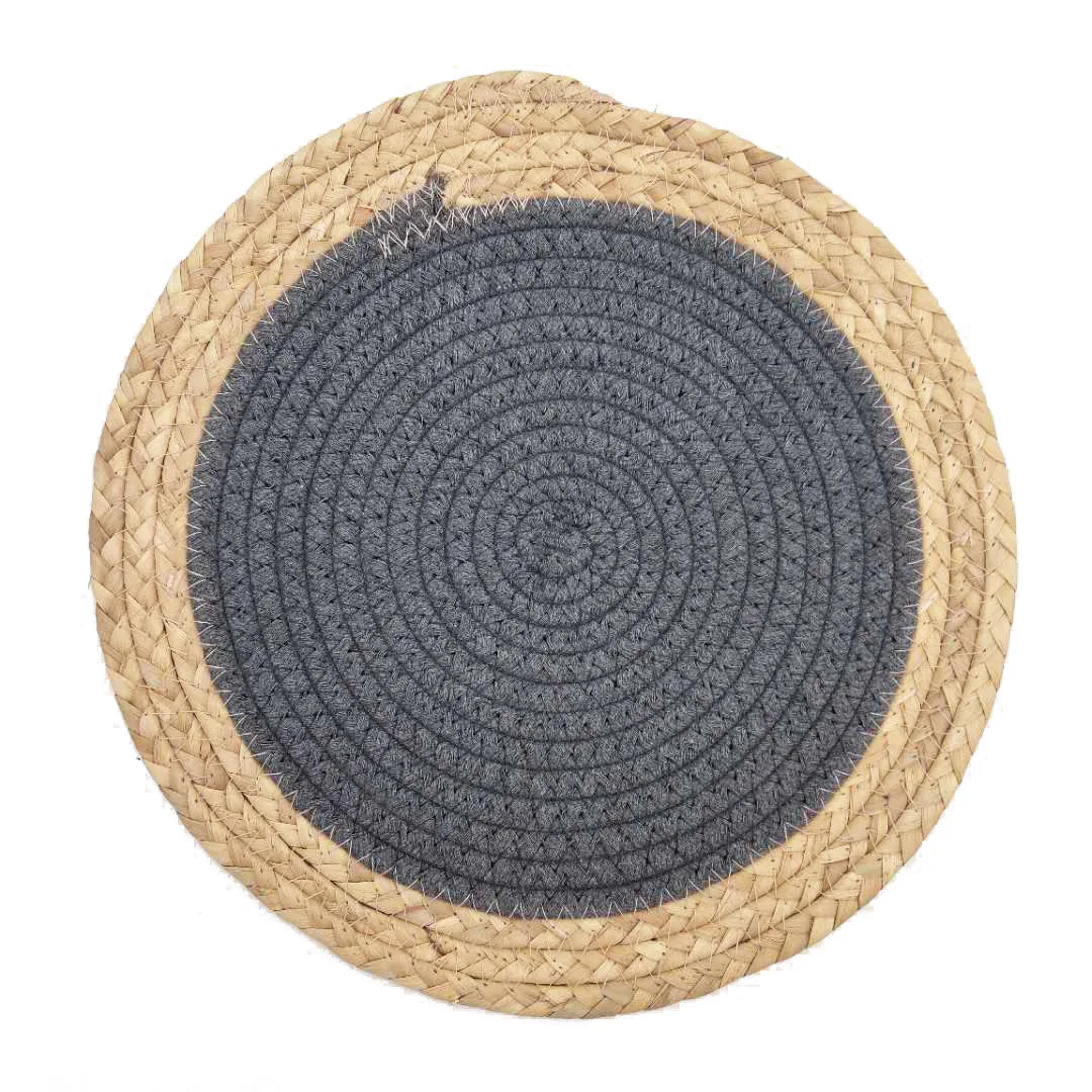 Water Hyacinth cotton Round Placemats, Straw Wicker Placemat Wholesale Bonsai mat for home decor