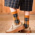 Knit Socks 2021 Colorful Grid Thick Knit Soft Cotton Wool Warm Winter Socks Womens