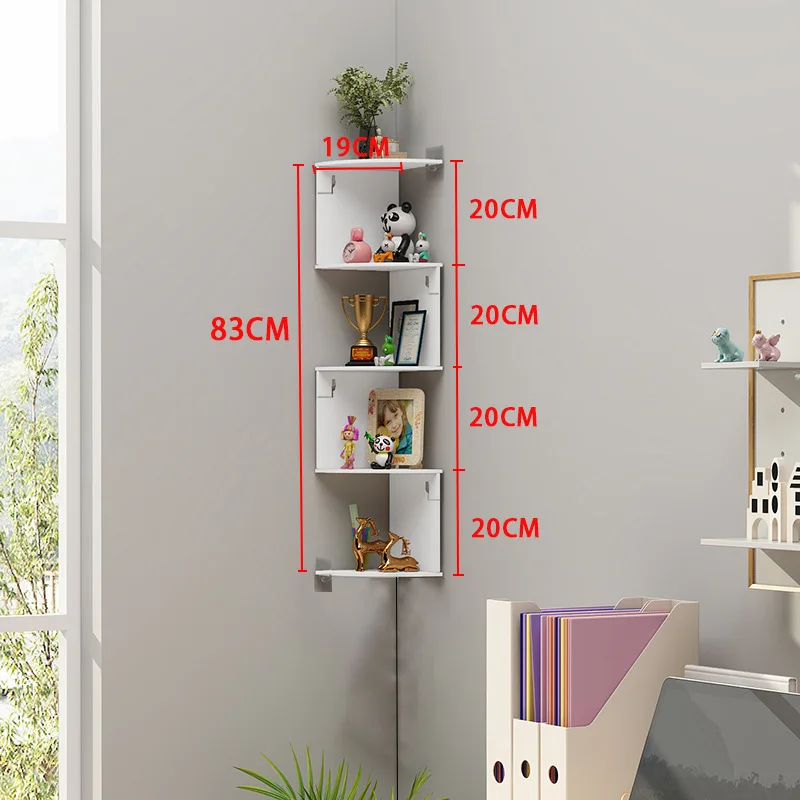 Wholesale Modern Wood Corner Shelf 5-Tier Floating Wall Mounted Shelf Floating Shelves for Wall with Zigzag Design Bookshelf