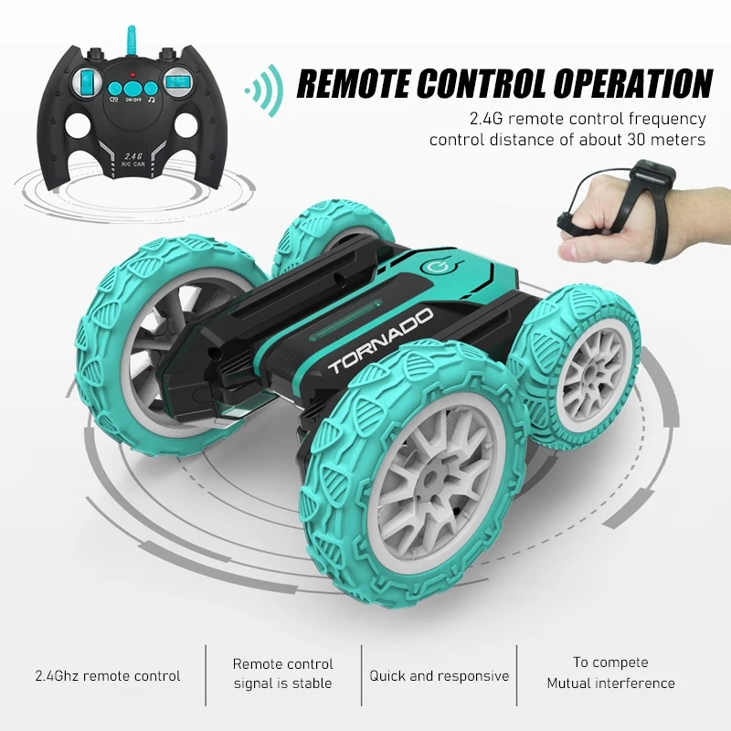 2.4G Remote Control Stunt Drift Car 360 Degree Rotating Rollover Torsion Rc Cars Double-Sided Stunt Vehiches Toys