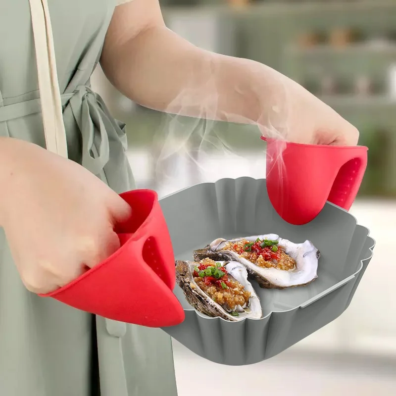Food Grade Reusable Air Fryer liner Pan with Heat-proof Gloves Air Fryer Basket Easy Cleaning Air Fryer Silicone Pot