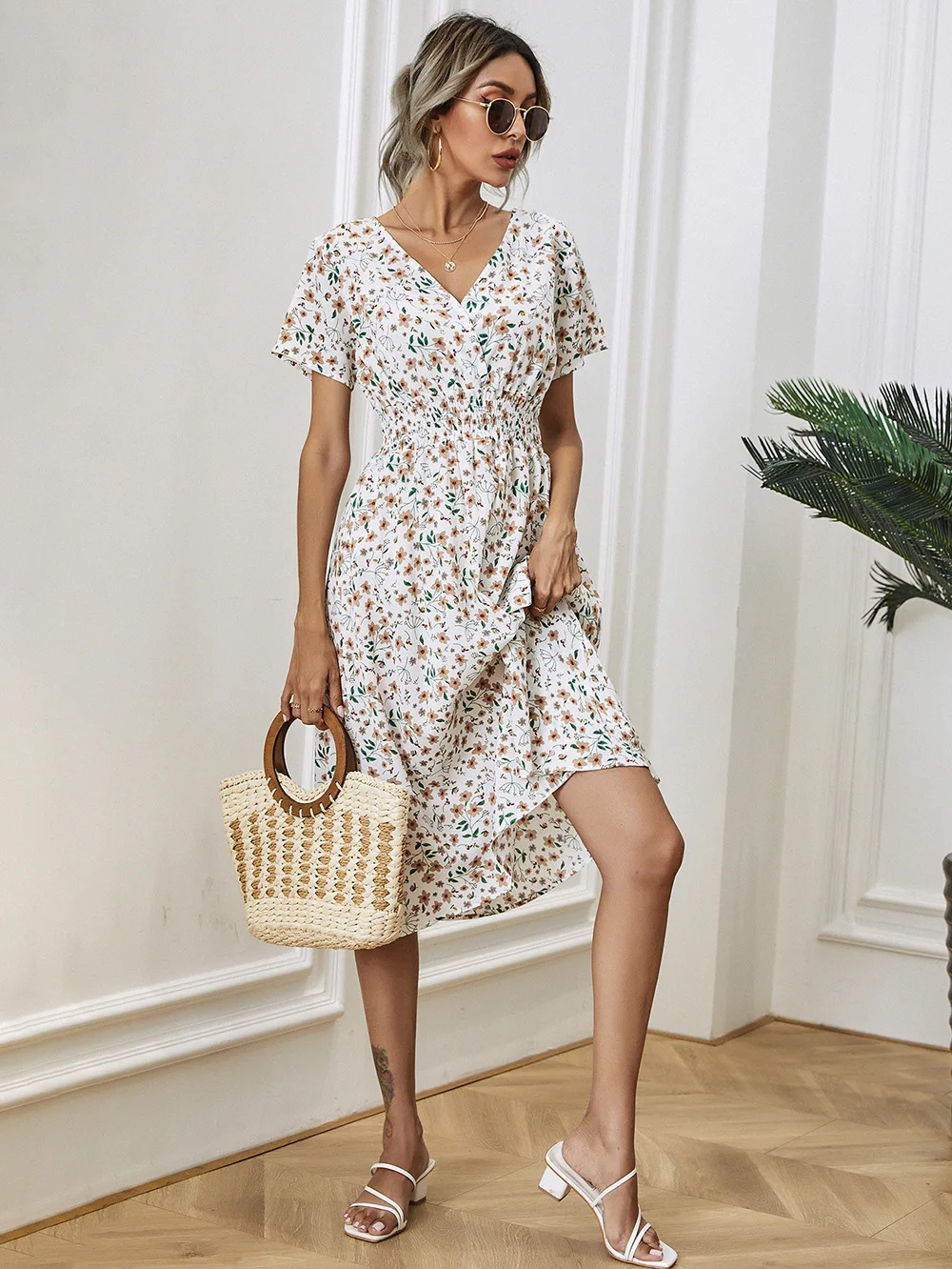 mote-zc456 fashion summer vintage floral dress wom