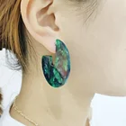 Hoop Resin Resin Earrings 2021 Fashion Jewelry Trendy Wholesale Green Acetic Acid Acrylic Hoop Resin Earrings For Women