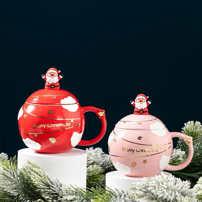 420ml wholesale tea porcelain coffee and tea mugs coffee cups ceramic with christmas model