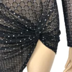 Black Fashion Goth Black Elegant Women Sexy Bodycon Mesh Club Wear Y2k Sequin Dress