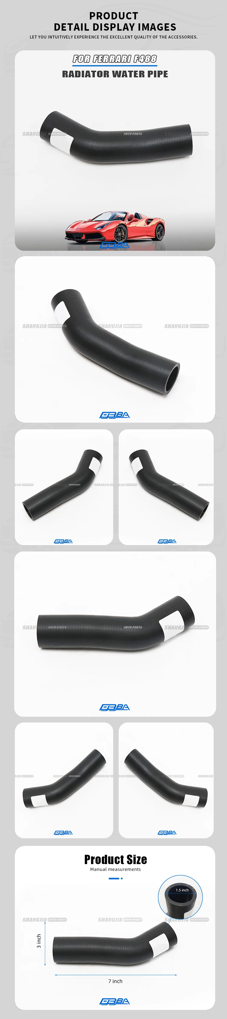 For Ferrari 488 GTB Pista Coolant Rubber Hose Rear Replacement OEM B313344 313343 Genuine Silicone Pipe for Radiator supplier