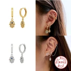 Earrings CANNER 18K Gold Plated Earrings S925 Silver Cubic Zircon Earrings Paved Palm Cactus Earrings Women