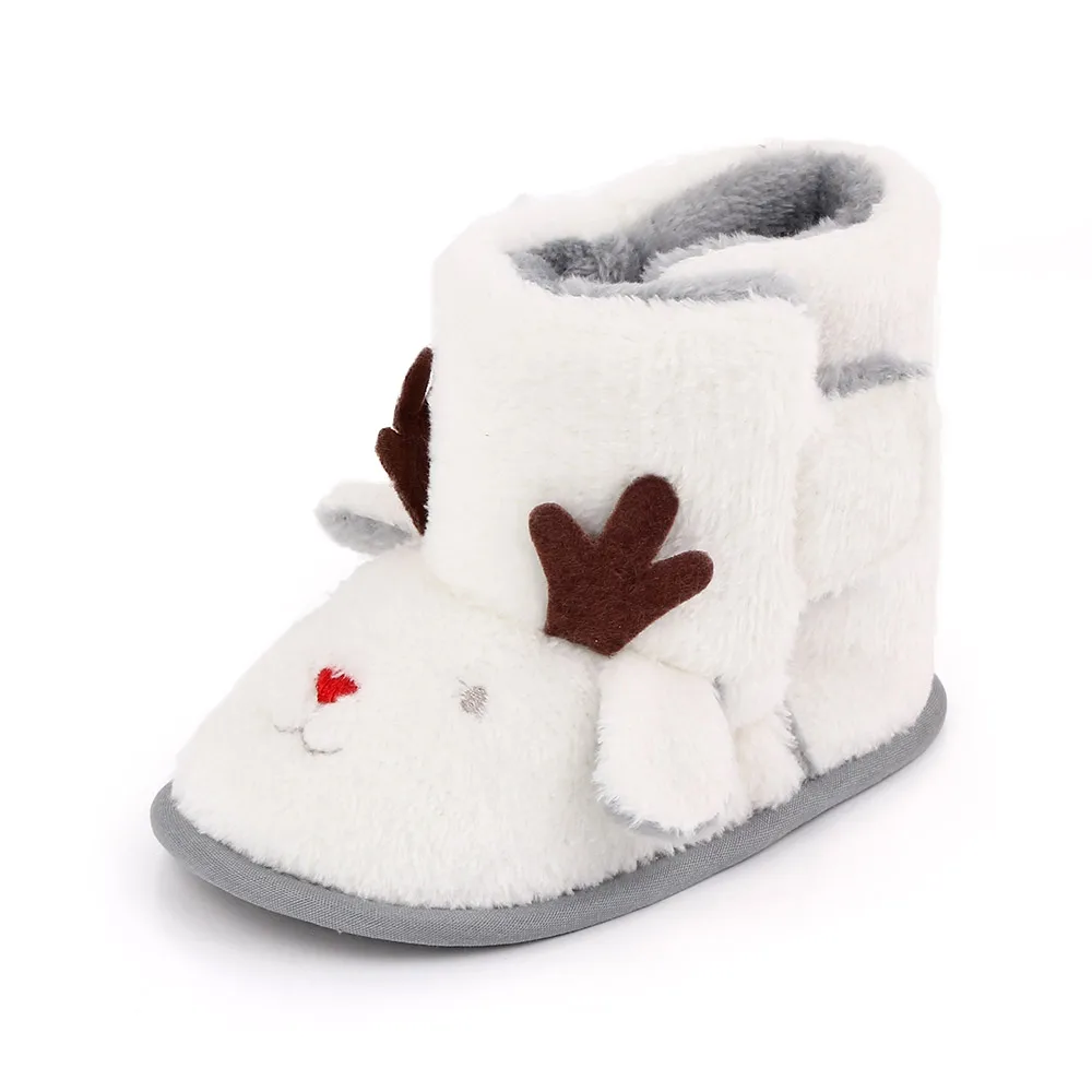 Winter Fluffy High Tube Warm Cotton Boots Baby Christmas Cute Cartoon Moose Toddler Shoes supplier