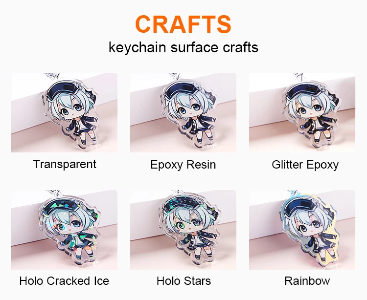 Promotional Custom Printed Rainbow Holographic Anime Foil Acrylic Plastic Pin Badges supplier