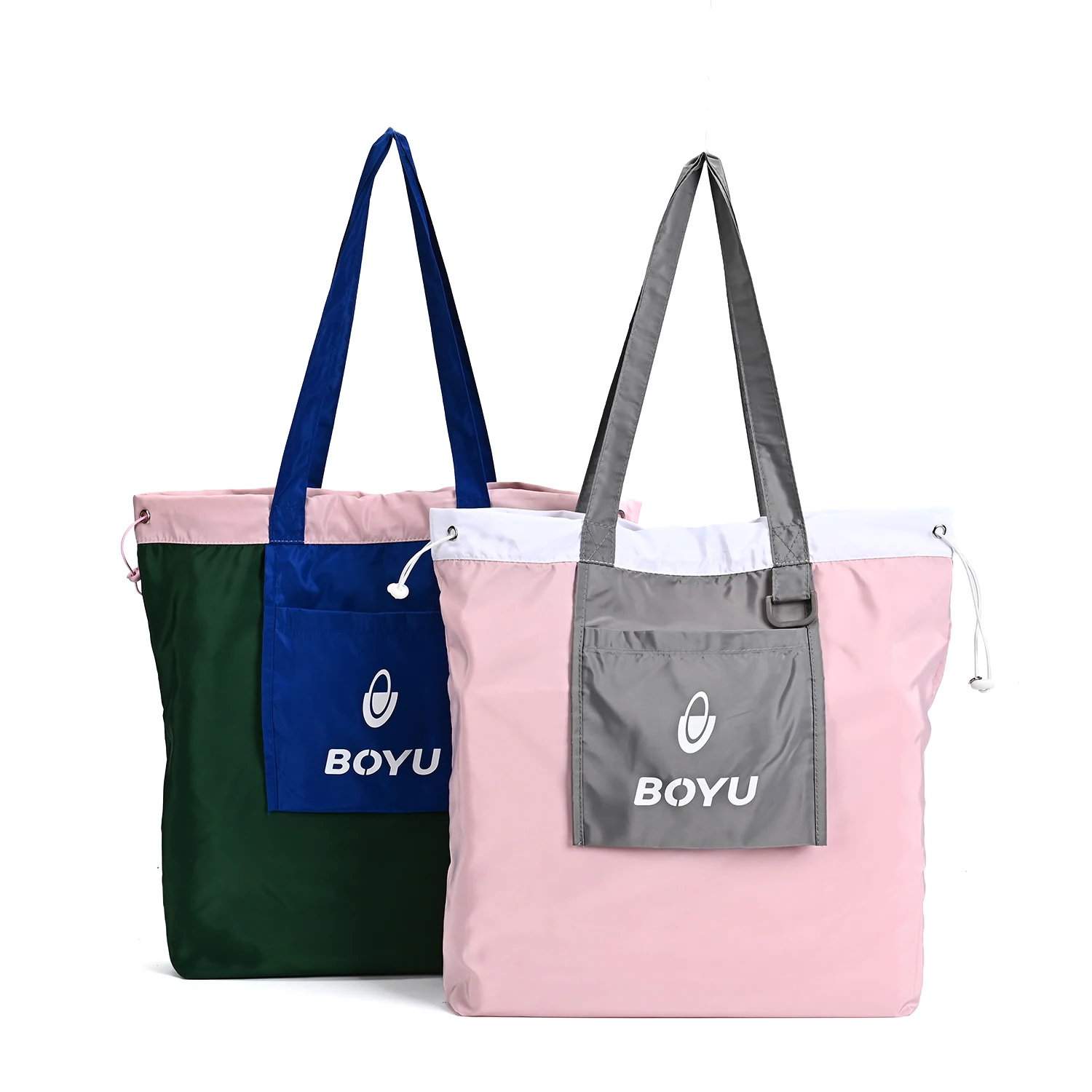 Color Blocking Lightweight Polyester Cloth Bag Simple and Fashionable Underarm Eco Friendly Shopping Bag Supermarket Purchases manufacture