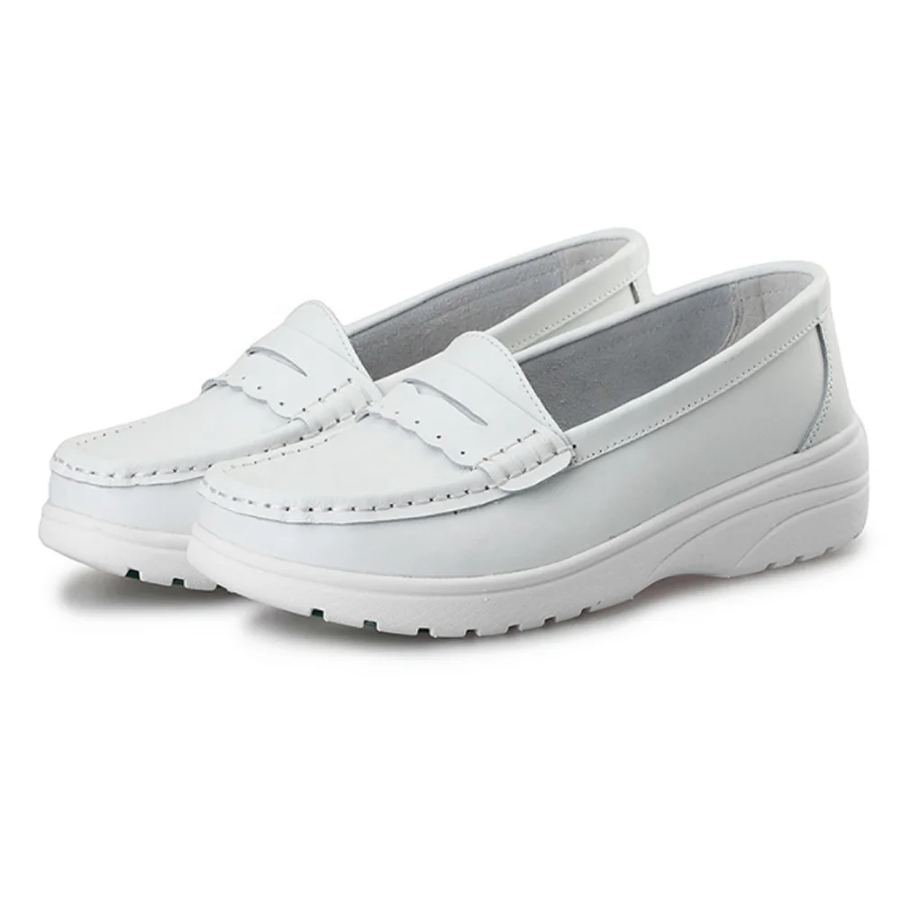 Wholesale White Leather Wedge High Heel 