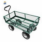 Heavy Duty Wagon 4 Wheels Utility Outdoor Garden Steel Mesh Cart