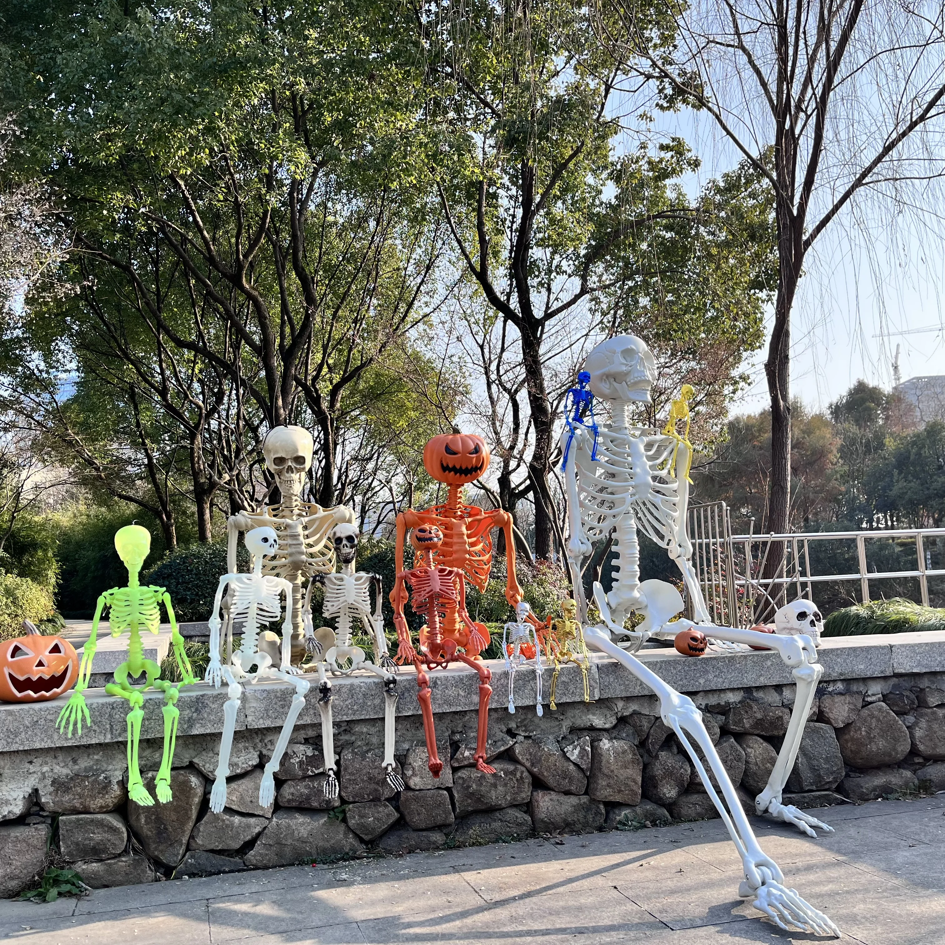 Halloween Prop Patio Lawn Posble Joints Pumpkin Bones Hanging Human Halloween Skeletons For Holidays Decoration