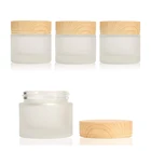 Cosmetic Packaging 5g 10g 15g 20g 30g 50g 60g Cosmetic Packaging Skincare Cream Frosted Glass Jar With Bamboo Lids