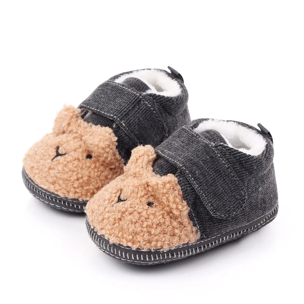 Winter Warm Teddy Fluffy Cute Cartoon Animal Baby Comfortable Soft Soled Toddler Shoes manufacture