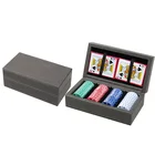 Poker 2 Custom PU PVC Leather Poker 2 Playing Card With 100 Pieces Poker Chips Set Case Box