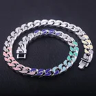 New Design Iced Out Diamond Hip Hop Color Enamel Cuban Chain Necklace Men Women