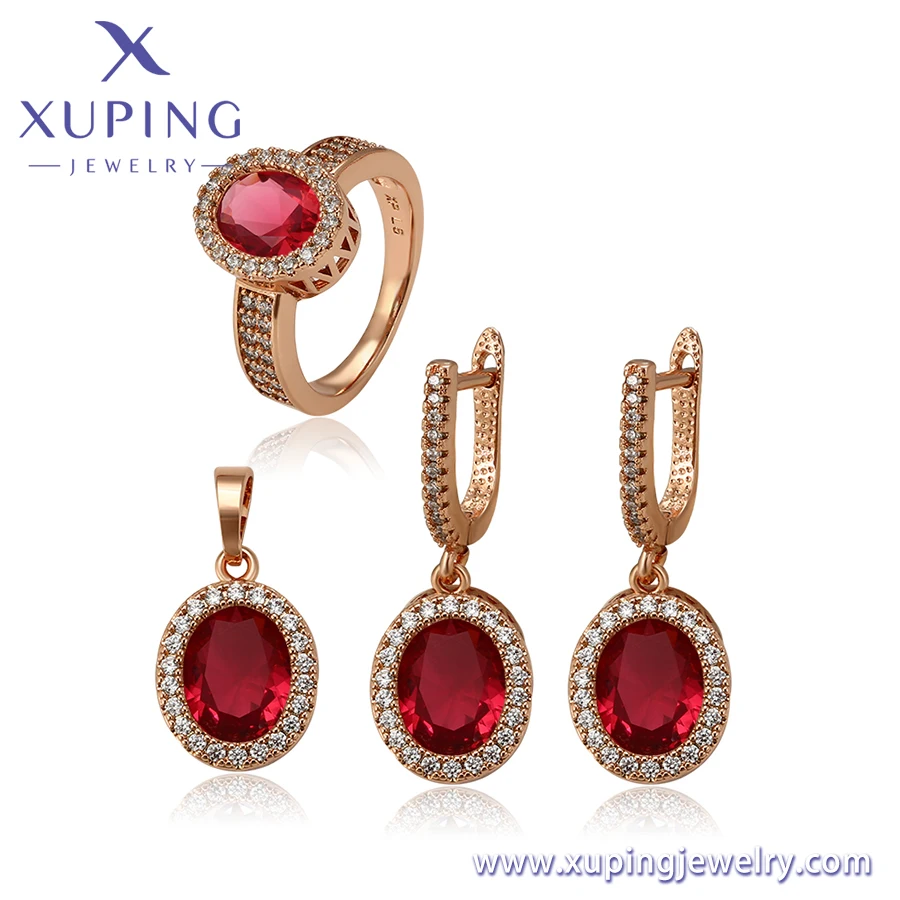 65795 xuping fashion jewelry 2020 multicolor stone gold plated rose gold color four-pieces of  set