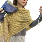 Silk Scarf Grid Pattern Shimmer Elastic Silk Scarf Muslim Shawl Lurex Glitter Silk Scarves Crinkle Hijab