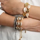Rope Bracelet Bohemian Beach Style Adjustable Handmade Braided Rope Gold Cowrie Sea Shell Bracelet For Women