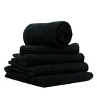 Towel Dyed Customized Printing Designs Factory Cotton Salon Hand Towel Custom Dyed Sauna Black Hairdressing Logo Towel