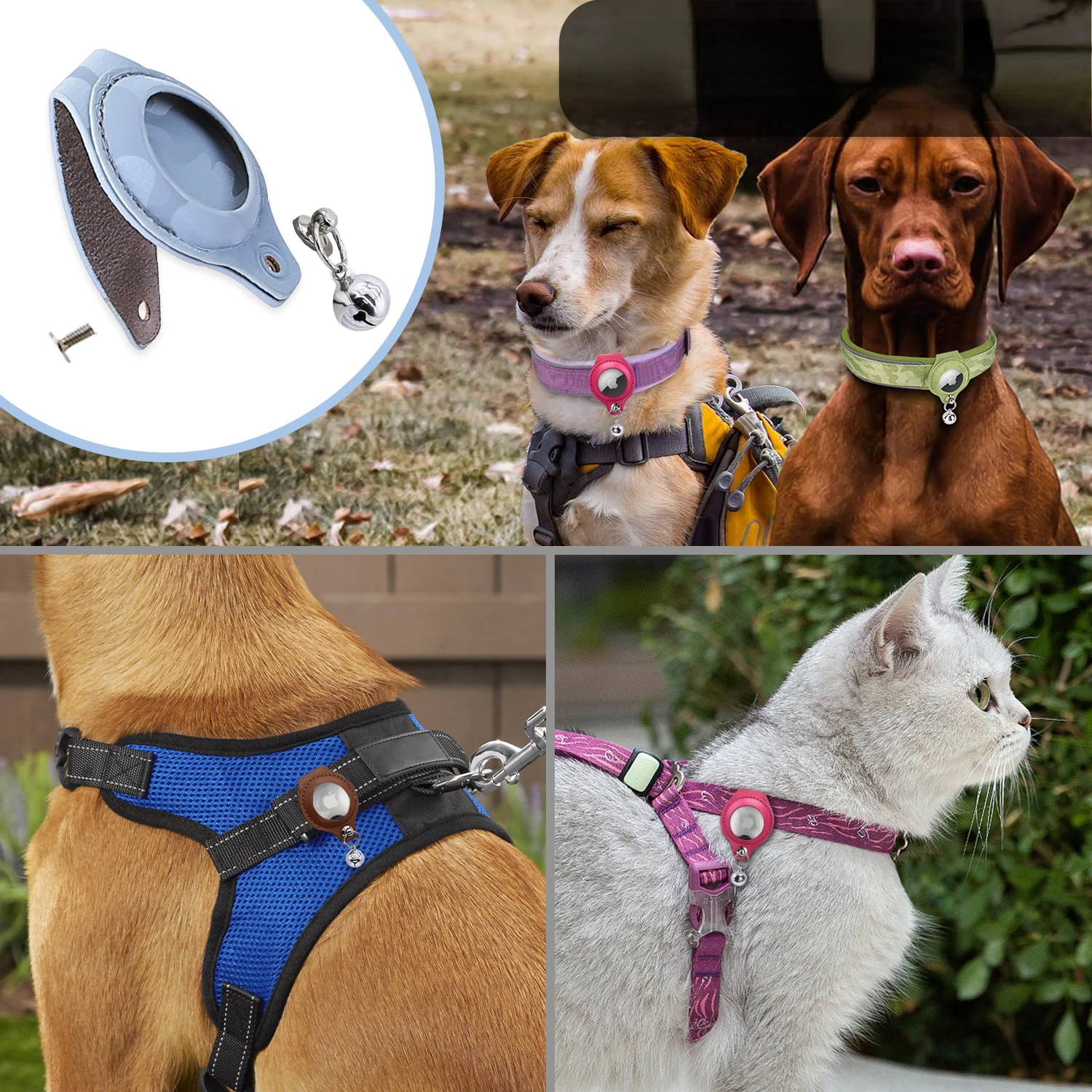 Durable Detachable For Air Tag Dog Collar Multicolor Nylon Cotton Wear