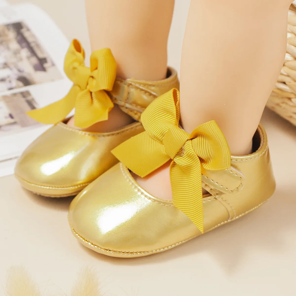 Fashion Spring&Autumn Baby Girl Lace Bow Design Princess Shoes With TPR Soled Baby Shoes factory