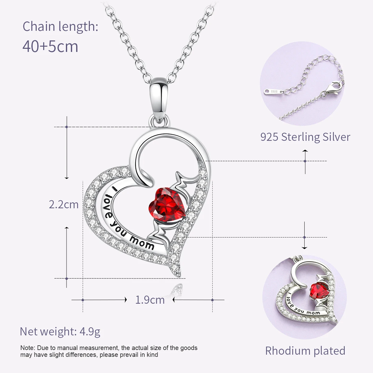 CDE YN1078 Fine Jewelry 925 Silver Necklace Heart-Shaped Pendant Necklace Austrian Crystal Plata De Collar Heart Mom Necklace