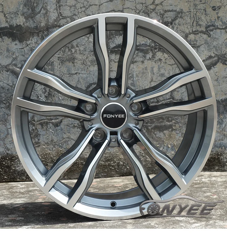 F80E209 Fonyee alloy wheel auto popular 22 inch 10/11j 5 holes 5X120 quality black machine face gun-grey car rim in stock