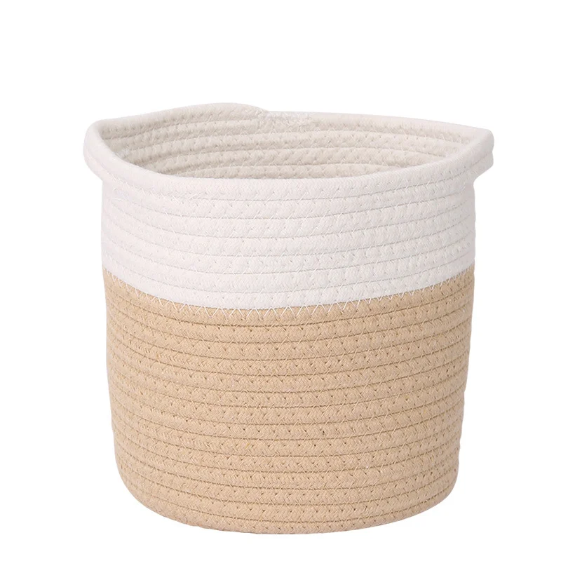 HUAYI Large Woven Cotton Rope Laundry Basket with Handles Decorative Storage Basket