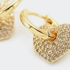 Cz Earrings Brassbrass Trendy Luxury Jewelry For Women Gold Plated White Cz Heart Drop Earrings