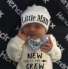 White Sleeve Baby Baby 3 Styles Cheap Patch Bow White Long Sleeve Little Baby Boy Jumpsuit With Hat