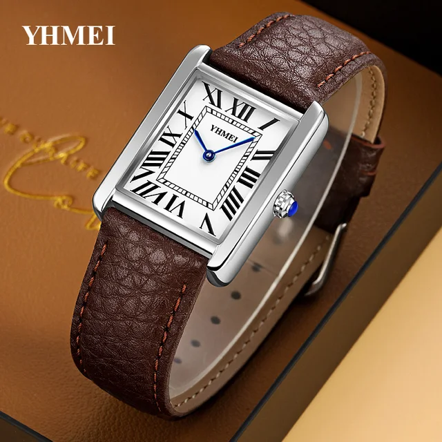 Luxury Fashion Leather Lovers Watches Casual Western Couple Men Wristwatch Customized Logo Glass Quartz Watch
