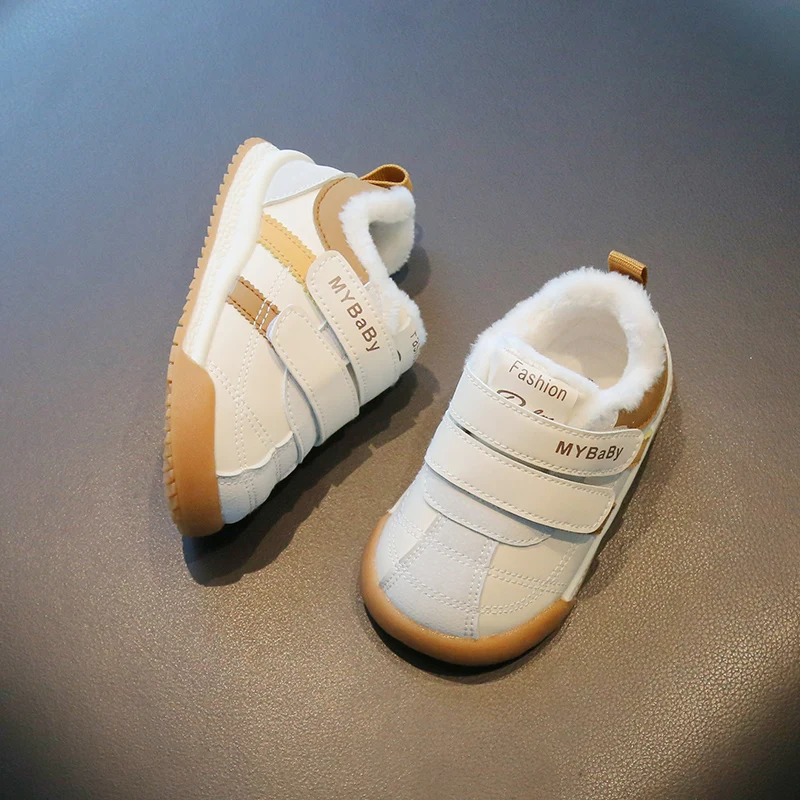Newest Winter Walking Kids Shoes Soft Rubber Soled Sneakers Plush Fleece Toddler Baby Shoes supplier