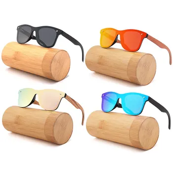 Hot selling wooden sunglasses 2023 custom polarized mirror wood sunglasses bamboo for unisex