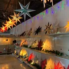 Led Paper Stars LED Star Lantern Ornament Paper Christmas Star Decore Tree Topper