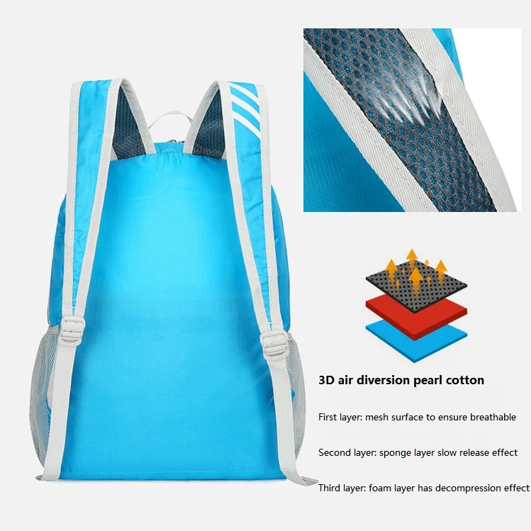 Wholesale foldable polyester backpack customized logo waterproof lightweight sport folding backpacks