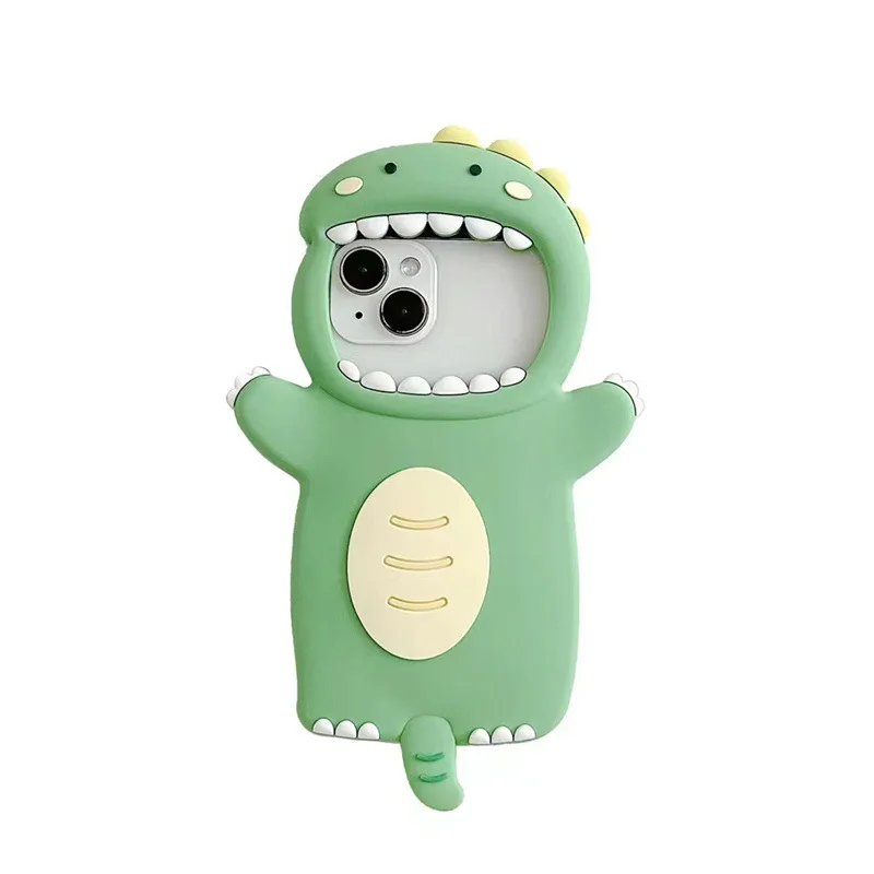 Big Mouth Dinosaur Cartoon Cute Animal Silicone Mobile Phone Case for Apple iPhone 15 14 13 12 pro max 11