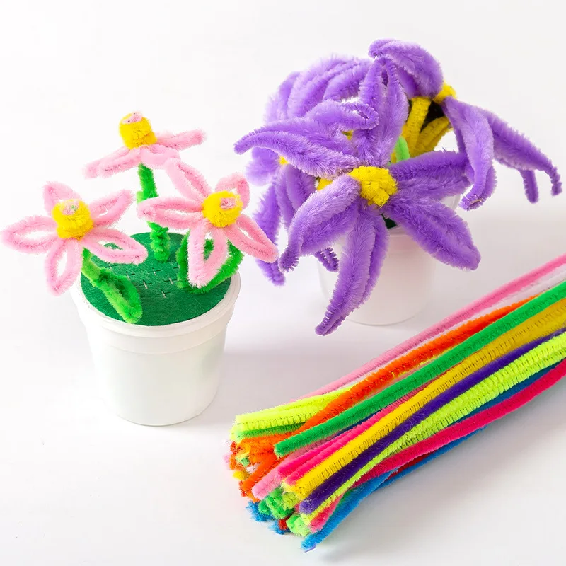 Factory Wholesale 10colors Craft Chenille Stems 30cm Kids DIY Pipe Cleaners