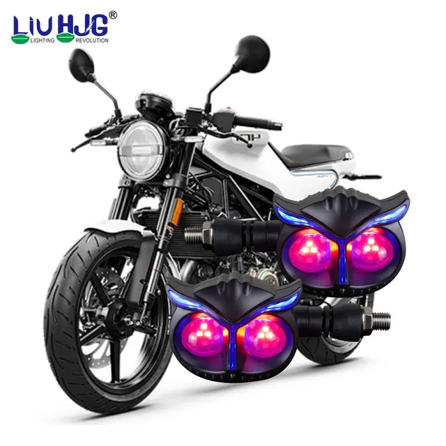 LiuHJG Owl Mini Turn Signal Motorcycle Dynamic Sequential Indicator Light Double Color Running 12v For Motorcycle