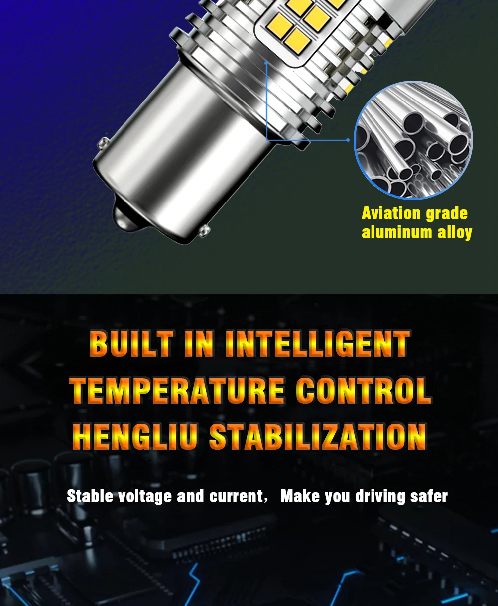 12V-24V No Hyper Flash LED Lamps White Amber ba15S BAU15S 1156 T20 DRL Turn Signal Light bulbs with Fan 7440 reversing led bulb