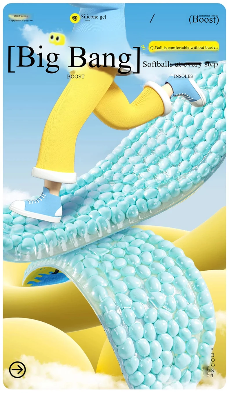 Popcorn Gel Sports Comfort Insoles with Moisture Wicking Popcorn Gel Sports Comfort Insoles with Moisture Wicking