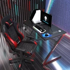 Table Desk Desk Professional Gaming Adjustable Game Club Office Studying Table Z Shape RGB Led Lights Gaming Desk