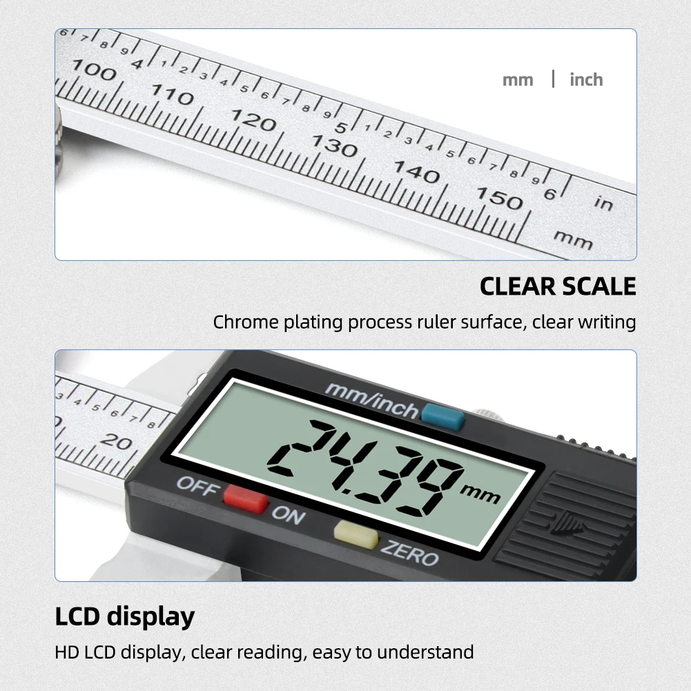 150 mm Digital Electronic Gauge Stainless Steel Vernier 150mm 6inch Caliper Micrometer